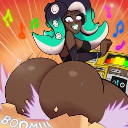 ass ass_body ass_expansion ass_focus big_ass dark-skinned_female dark_skin draw_this_in_your_style fat_ass gigantic_ass gold_boombox_(prevence) ground_pound huge_ass hyper hyper_ass marina_(splatoon) marina_redraw_(prevence) mewbae_nya octoling splatoon splatoon_2 twerk_hypnosis twerking