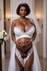 ai_generated big_breasts big_penis brown_skin futa_only futanari married pregnant_futa veiny_penis