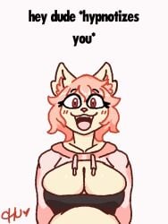 animated big_breasts breasts capri chubby cleavage english_text female furry huge_breasts kurukururocket live2d meme meme_caption tagme text