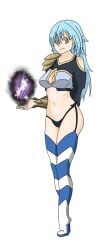 1girls armor blue_hair female heel_boots heels looking_at_viewer magic rimuru_tempest shoulder_armor shuuna slutwear_(silencioarthub) small_breasts tensei_shitara_slime_datta_ken that_time_i_got_reincarnated_as_a_slime thong yellow_eyes