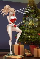 bare_shoulders better_version_at_source blonde blonde_hair blue_eyes censored censored_genitalia christmas christmas_clothing christmas_dress christmas_outfit danganronpa danganronpa:_trigger_happy_havoc dixieduckart dominant dominant_futanari dress futa_focus futa_only futadom futanari holding holding_penis junko_enoshima kneehighs kneesocks mosaic_censoring mosaic_censorship no_panties no_underwear peeing peeing_on_object pixiv_sample short_dress solo solo_focus solo_futa standing standing_pee tagme twintails urinating urinating_futanari urination urine urine_splatter urine_stream watersports