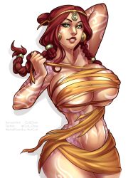 1girls asian_mythology big_breasts chinese_mythology cuti-chan female female_only goddess hi-rez_studios huge_breasts light-skinned_female light_skin mythology notcuti nu_wa_(smite) pinup red_hair ripped_clothing scales smite solo tattoo thick_thighs voluptuous voluptuous_female wide_hips