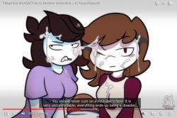 2020s 2girl 2girls big_eyes brown_hair candy_girl cock cum cum_on_bystander cum_on_face cute cute_face disgusted disgusted_expression disgusted_face disgusted_look displeased female female_self_insert girl gummy_creature happylikeawall humanoid jaiden jaiden_animations jaidenanimations living_candy oc original_character pale-skinned_female pale_skin pale_skinned penis purple_eyes purple_shirt self_insert semen semidraws sperm toony twitter twitter_user_oc unimpressed youtube youtube_avatar youtuber youtuber_girl