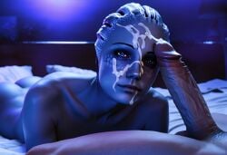 after_fellatio ai_generated asari blue_eyes blue_skin cum cum_on_face liara_t'soni mass_effect penis tagme