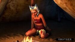 abuse abused ahsoka_tano ai_generated animated beaten bound bound_wrists bruised campfire captured captured_heroine cum cum_dripping_out_of_pussy defeated defeated_heroine dripping_cum excessive_cum implied_gangbang implied_rape kidnapped leaking_cum no_sound orange_skin post_rape prisoner rape smutgen star_wars tagme tatooine tied_up togruta torn_clothes torn_clothing tusken_raider video