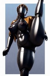 1robot_girl ai_generated atomic_heart big_breasts blonde_hair breasts leg_up legs_apart nipples no_bra robot_humanoid roger1011 russian short_hair thick_thighs thighs