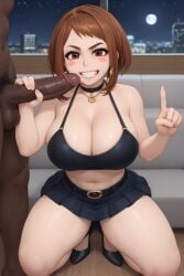 1boy 1girls ai_generated big_ass big_breasts big_penis black_body black_penis bob_cut brown_eyes brown_hair cheating cheating_girlfriend cheating_wife dark-skinned_male dark_skin female handjob interracial light-skinned_female light_skin medium_hair muscular_male my_hero_academia netorare ntr ochako_uraraka radnsad short_hair short_skirt sidelocks skirt smirk smirking smirking_at_viewer straight tank_top thick_thighs uraraka_ochako