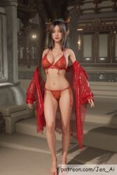 ai_generated bikini black_myth:_wukong cute fox fox_ears fox_girl fox_tail jen_ai pingping_(black_myth) red_bikini red_dress red_underwear underwear