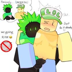 2boys albertsstuff blocky_body blush capitheman cartoony condom cuntboy drooling flamingo_(youtuber) flustered gay intersex jayingee male roblox roblox_avatar robloxian self_upload shitpost sketch tagme trans_man tremble_lines youtube youtuber