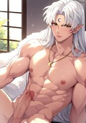 ai_generated bara male male_focus male_only muscular muscular_male nsfw penis sesshoumaru solo yaoi