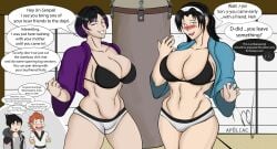 ap0liac big_breasts blush dialogue dialogue_box dojo hwoarang incest jin_kazama jun_kazama karate_gi kazama_jin kazama_jun mature_female milf namco purple_hair reina_mishima sandbag tekken tekken_8 tomboy