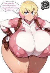 ai_generated bbw big_breasts blonde breasts_bigger_than_head busty fat_thighs female gwen_poole gwenpool gwenpool_(series) huge_breasts huge_thighs hyper_breasts marvel marvel_comics massive_breasts massive_thighs relongiainsfw superheroine tagme twitter_link venus_body