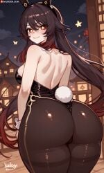 1girls ai_generated ass ass_focus big_ass big_thighs blush booty breasts bunny_ears bunny_girl bunnysuit female female_only genshin_impact giant_ass gigantic_ass gigantic_thighs hu_tao_(genshin_impact) huge_ass huge_thighs large_ass large_thighs looking_back_at_viewer massive_ass massive_thighs sentience_zero thiccwithaq_(ai_style) thick_thighs thighs voluptuous wide_hips wide_thighs