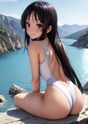 1girls 2d ai_generated ass athletic athletic_female back bare_shoulders belly black_hair blue_eyes blush chest cleavage curvy curvy_figure cute cute_face detailed eyelashes eyeshadow female female_only fit fit_female focus high_quality hime_cut k-on! legs leotard light-skinned_female light_skin lips lipstick long_hair looking_at_viewer makeup mascara mature medium_breasts midriff mio_akiyama_(k-on!) naked navel nero100 one-piece_swimsuit pale-skinned_female pale_skin petite petite_body posing school_swimsuit seductive seductive_look sitting skin_tight smile stable_diffusion swimsuit swimwear tagme thighs young younger_female