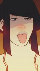 ahe_gao ahegao_face animated girly kyoka_jiro light-skinned_female light_skin long_tongue my_hero_academia purple_hair saliva tagme toned_female tongue video