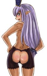 artist_request ass dark_skin elvaan female final_fantasy final_fantasy_xi flat_chest long_hair pointy_ears prishe purple_hair