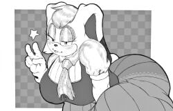 ass breasts female huge_ass huge_breasts lipstick obleacream peace_sign rabbit sega sonic_(series) sonic_the_hedgehog_(series) star thick_thighs vanilla_the_rabbit video_games wide_hips