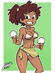 amphibia amphibia_(finale) anne_boonchuy belly belly_button bikini breasts cleavage clothed clothing disney hair ice_cream lonelyjimmy2