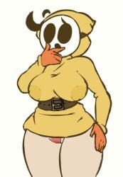 anonymous_artist bottomless clothed clothed_female female_only mario_(series) mask masked masked_female nintendo nipples nipples_visible_through_clothing panties shy_gal solo_female tagme thick_thighs thighs thinking waist_belt