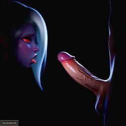 1girl 1male 3d 3d_(artwork) ai_generated blowjob succubus tackledawdly teasing tongue_out