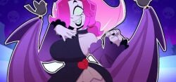 birds black_lipstick brawl_stars colette_(brawl_stars) elpiromanias no_pupils pink_hair purple_clothing screenshot sideboob spoob virgo_colette_(brawl_stars) white_eyes youtube