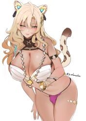 1futa animal_ears bent_over big_breasts breasts catgirl clothed clothing futa_only futanari genshin_impact leopard_girl light-skinned_futanari light_skin mostly_nude nebaneba solo standing tagme tail xilonen_(genshin_impact)