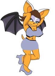 anthro anthro_female anthro_only big_breasts chocker clothed crossover furry furry_female furry_only high_heels rouge_the_bat skirt solo sonic_(series) super_hot_giant_alien_(cosplay)