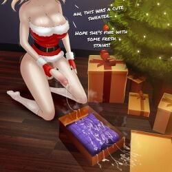 better_version_at_source censored censored_genitalia christmas cum cum_on_object danganronpa danganronpa:_trigger_happy_havoc dixieduckart futa_only futanari junko_enoshima pixiv_sample