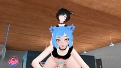 2femboys 3d_model blue_eyes blue_hair blueysenpai doggy_style femboy femboy_hooters femboy_on_femboy naked virtual_reality vr vrchat vrchat_avatar