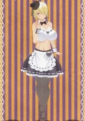 big_breasts blonde_hair female female_only inkie_(inkierose) inkierose_(inkierose) maid maid_outfit maid_uniform pantyhose prostitution thigh_highs