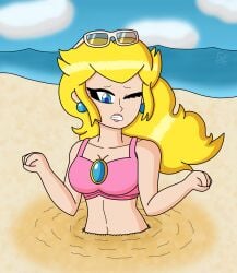 blonde_hair breasts female female_only fimbulwinterfrost mario_(series) nintendo princess_peach quicksand solo