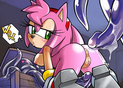 amy_rose anthro anus areola ass blush breasts chest clitoris consensual_tentacles exposed_torso female footwear fur furry furry_ass green_eyes handwear handwear_and_footwear_only hedgehog indoors looking_back nipples pink_fur pussy solo_focus sonic_(series) straight_hair tentacle tojyo uncensored