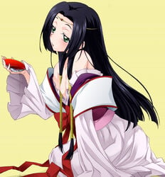 blush breasts code_geass drunk highres long_hair open_clothes open_shirt sumeragi_kaguya