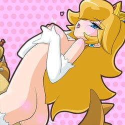 aoba_(aunana) ass blonde_hair blue_eyes blush bowser breasts crown earrings elbow_gloves female gloves heart human jewelry long_hair lowres male mario_(series) nintendo nipples nude polka_dot polka_dot_background princess_peach saliva sex straight straight_hair tears thighhighs