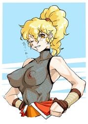 arikawa blush breasts capcom erect_nipples final_fight large_breasts long_hair maki_genryusai ninja see-through straight_hair street_fighter