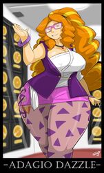 adagio_dazzle big_hair bottom_heavy curvy equestria_girls female friendship_is_magic glasses hyper_hips hyper_thighs miniskirt my_little_pony necklace nerd nipple_bulge orange_hair pantyhose purple_skirt rainbow_rocks ronzo shonuff shonuff44 signature solo thick_thighs tight_clothes voluptuous walking wasp_waist waving wide_hips