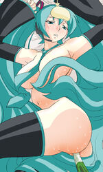 blush breasts hatsune_miku insertion leek long_hair necktie nude sick thighhighs tie tied_hair twintails vocaloid vocaloid2