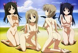 4girls beach futakoi group highres multiple_girls nude nude_filter photoshop