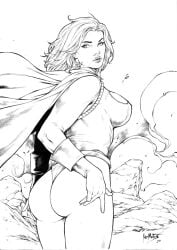 ass big_ass big_breasts blonde_hair blue_eyes breasts bubble_butt dc dc_comics huge_ass karen_starr large_ass large_breasts legs leo_matos looking_pleasured power_girl superman_(series) thick_ass thick_thighs