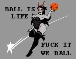 1girls alien alien_humanoid ball_is_life ballin basketball black_hair clothed clothed_female color colored female female_focus female_only fuck_it_we_ball grey_skin homestuck homestuck_oc homestuck_troll horn horns humanoid humanoid_alien leotard meme original_character soldierexclipse solo solo_female stockings suggestive thigh_highs thighhighs troll