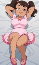 ai_generated big_breasts disney dress feet latina lips pink_dress primos sandals tan tere_(primos) twintails young