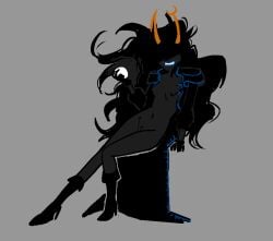 alien alien_humanoid aranea_serket boots cloak color colored fangs homestuck homestuck_troll horn horns humanoid humanoid_alien looking_at_viewer marquise_spinneret_mindfang mostly_nude mostly_nude_female partially_clothed partially_clothed_female posing posing_for_the_viewer soldierexclipse troll