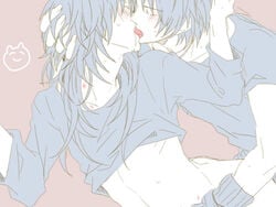 anal blush dramatical_murder from_behind hand_in_hair hickey kissing long_hair nitro+_chiral ren_(dramatical_murder) seragaki_aoba short_hair yaoi