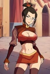 1girls ai_generated avatar_legends avatar_the_last_airbender azula college_girl female fire_nation glasses nickelodeon