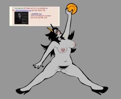 1girls air_jordan alien alien_humanoid ballin basketball black_hair breasts color colored female female_focus female_only grey_skin heels heels_only homestuck homestuck_oc homestuck_troll horn horns humanoid humanoid_alien long_hair long_hair_female nipples nude nude_female nudity original_character pubic_hair request shoes_only soldierexclipse solo solo_female troll