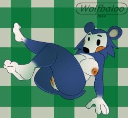 animal_crossing anthro ass big_breasts breasts digital_media_(artwork) eulipotyphlan female genitals hedgehog hi_res looking_at_viewer mabel_able mammal nintendo nipples nude presenting presenting_hindquarters presenting_pussy pussy simple_background solo tail wolfbaloo