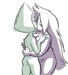 2016 2girls amethyst_(steven_universe) artist_request cartoon_network digital_media_(artwork) embrace kissing peridot_(steven_universe) sketch steven_universe tagme yuri yuri