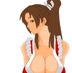 1girls big_breasts big_breasts breasts brown_eyes brown_hair busty cleavage female hair_ornament huge_breasts japanese japanese_clothes king_of_fighters light-skinned_female light_skin long_hair looking_at_viewer mai_shiranui tied_hair voluptuous voluptuous_female