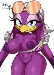 anthro areola ass avian big_breasts big_butt bird blue_eyes breasts eyes eyewear eyewear_on_head female nude pussy sonic_(series) sonic_riders sonic_the_hedgehog_(series) transparent_background ttrop wave_the_swallow