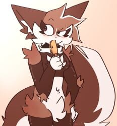 bottomless bra chestnut_kat chestnutkat chestnutkat_(character) female_only furry furry_female furry_only humanoid_cat kit_community mika_kit popsicle popsicle_in_mouth sucking_popsicle suggestive thighhighs